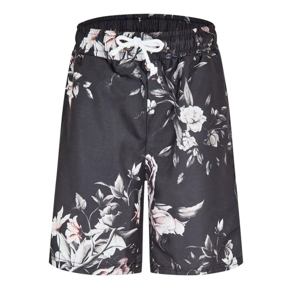 Criminal Damage Mens Sinclair Fleece Floral Relaxed Fit Shorts / Black